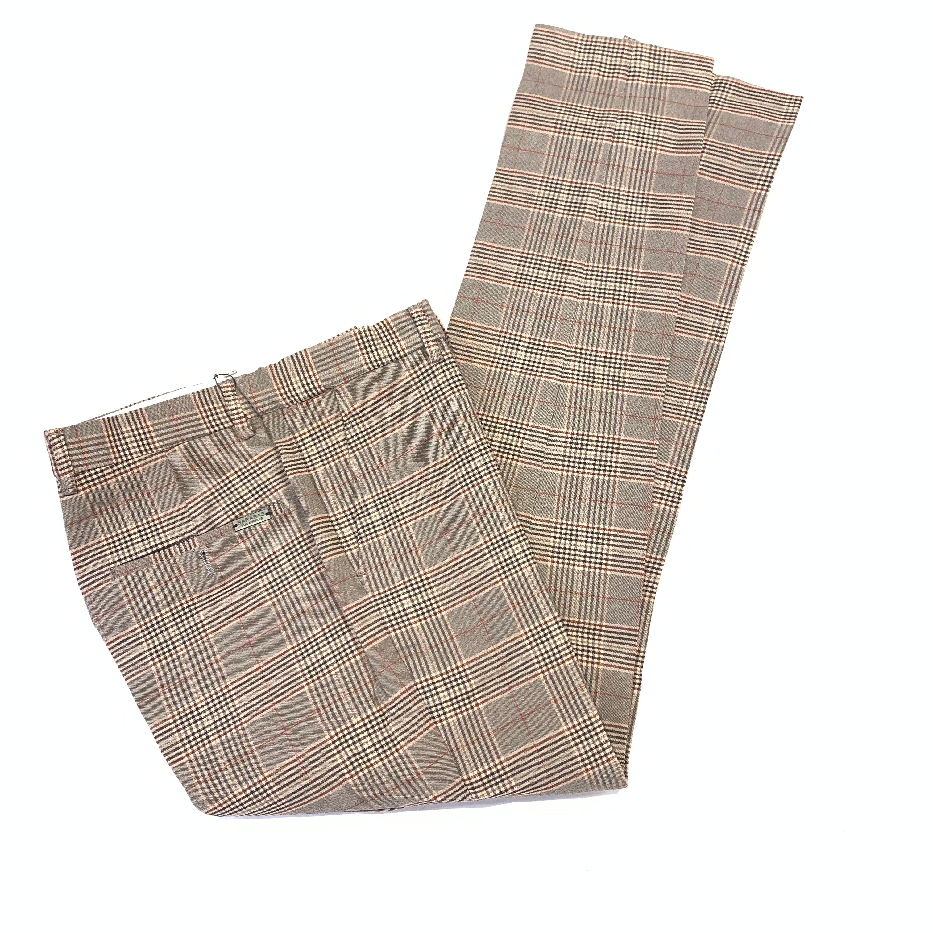 Barabas GLISTER Red/Brown Plaid Trousers - Dudes Boutique