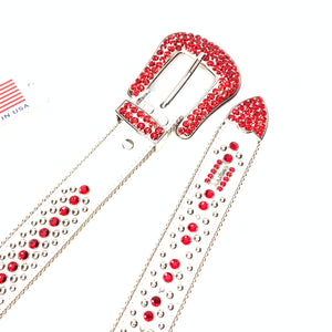 b.b. Simon White Red Magic Crystal Belt - Dudes Boutique