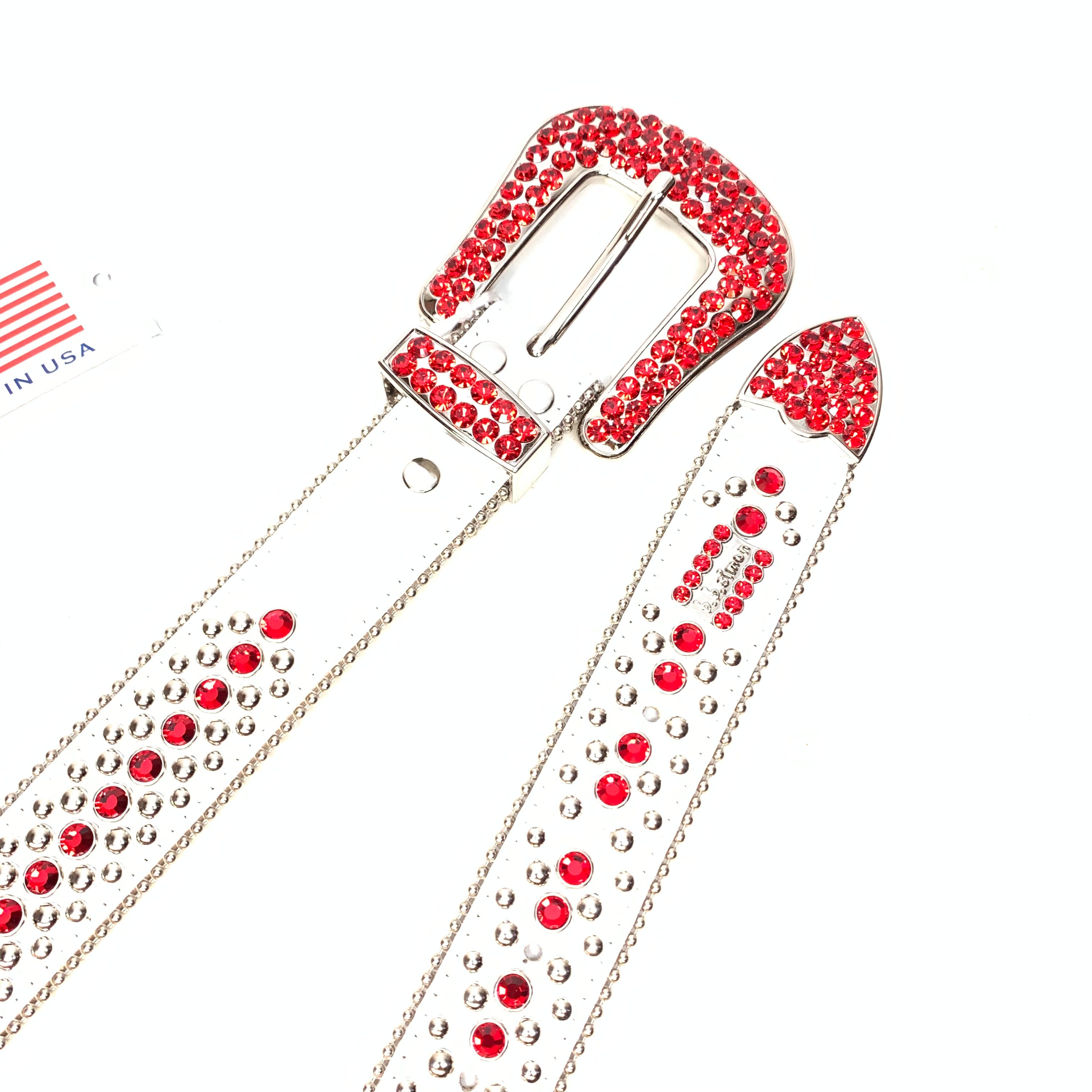 b.b. Simon White Red Magic Crystal Belt - Dudes Boutique