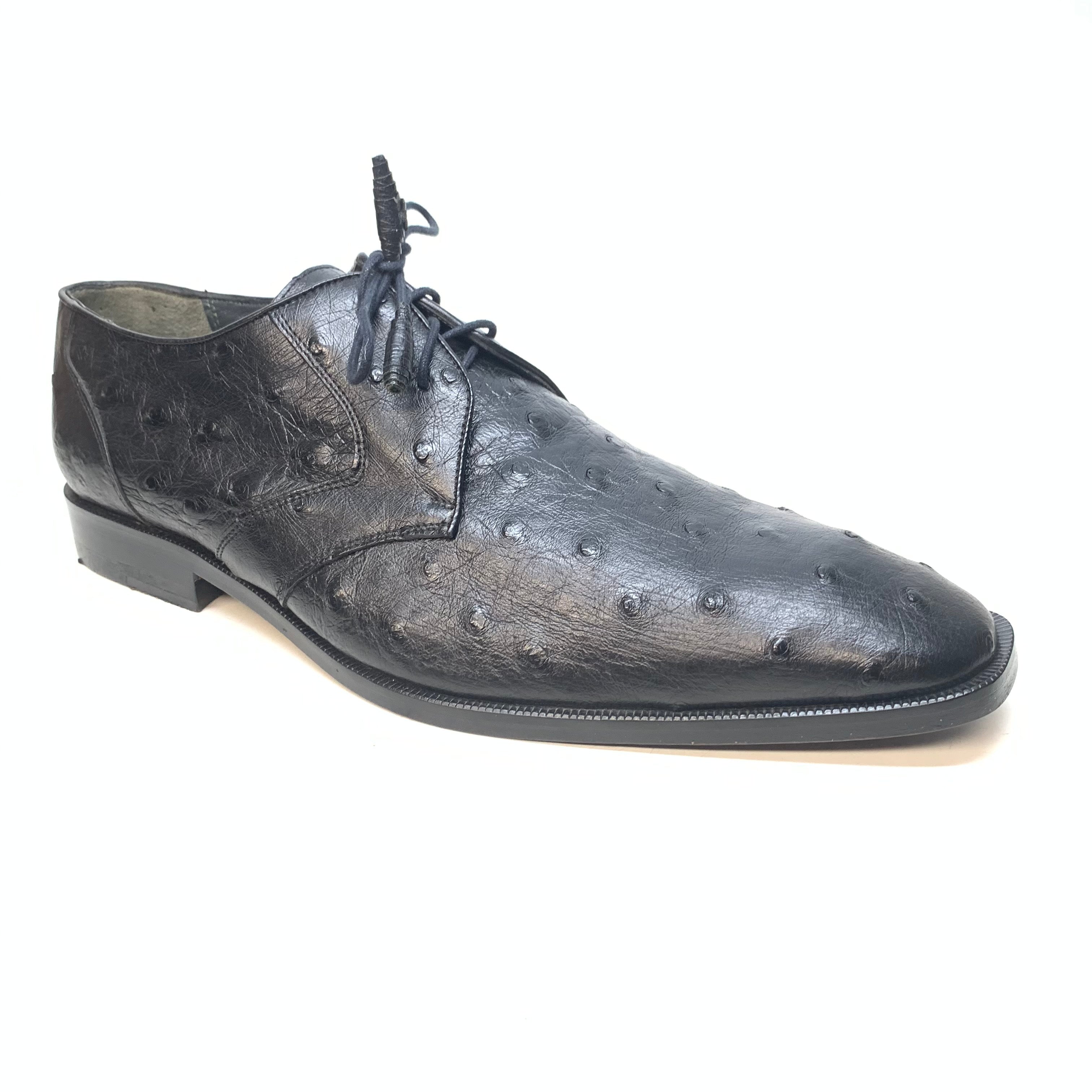 Los Altos Black Ostrich Quill Lace Up Dress Shoes - Dudes Boutique