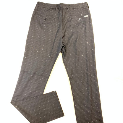 Barocco Men's Black Plaid  Sparkle Crystal Dress Pants - Dudes Boutique