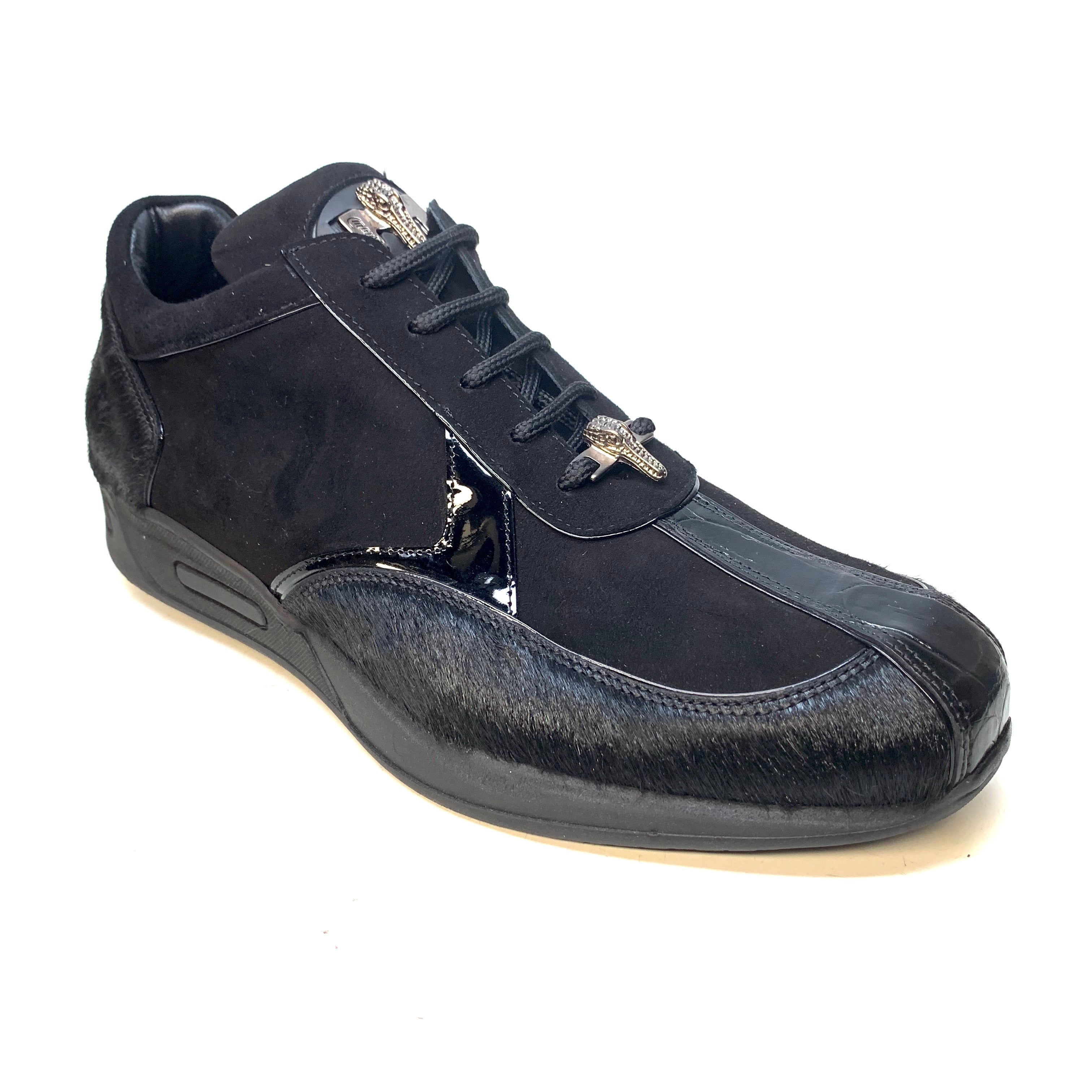 Mauri M791 Black Pony Suede Alligator Sneakers - Dudes Boutique