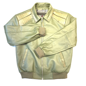 Kashani Olive Alligator Bomber Jacket - Dudes Boutique