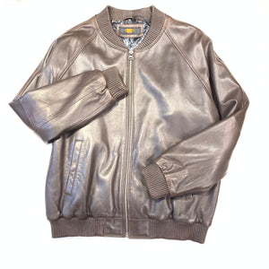 Kashani Chocolate Brown Naked Lambskin Bomber Jacket - Dudes Boutique