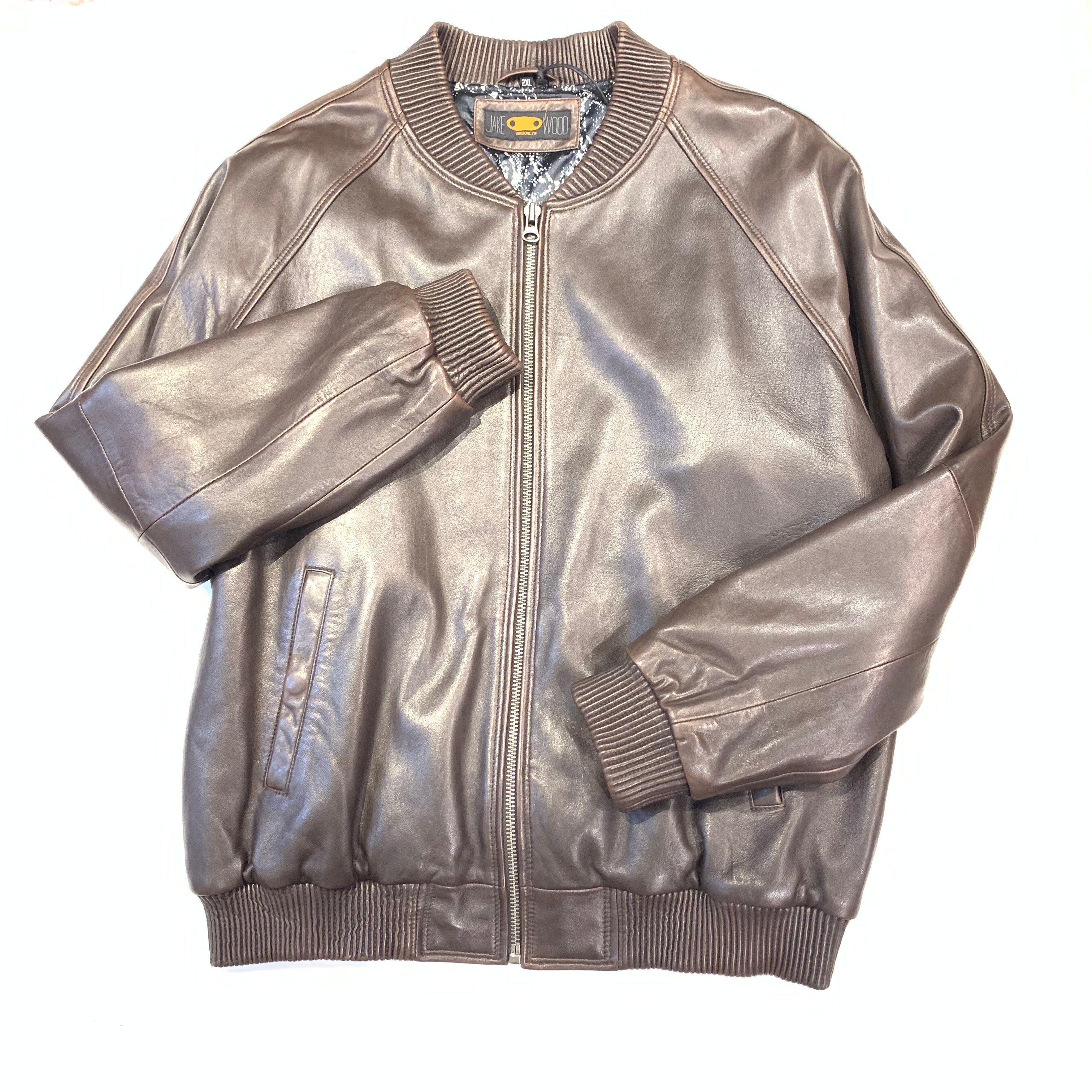 Kashani Chocolate Brown Naked Lambskin Bomber Jacket - Dudes Boutique