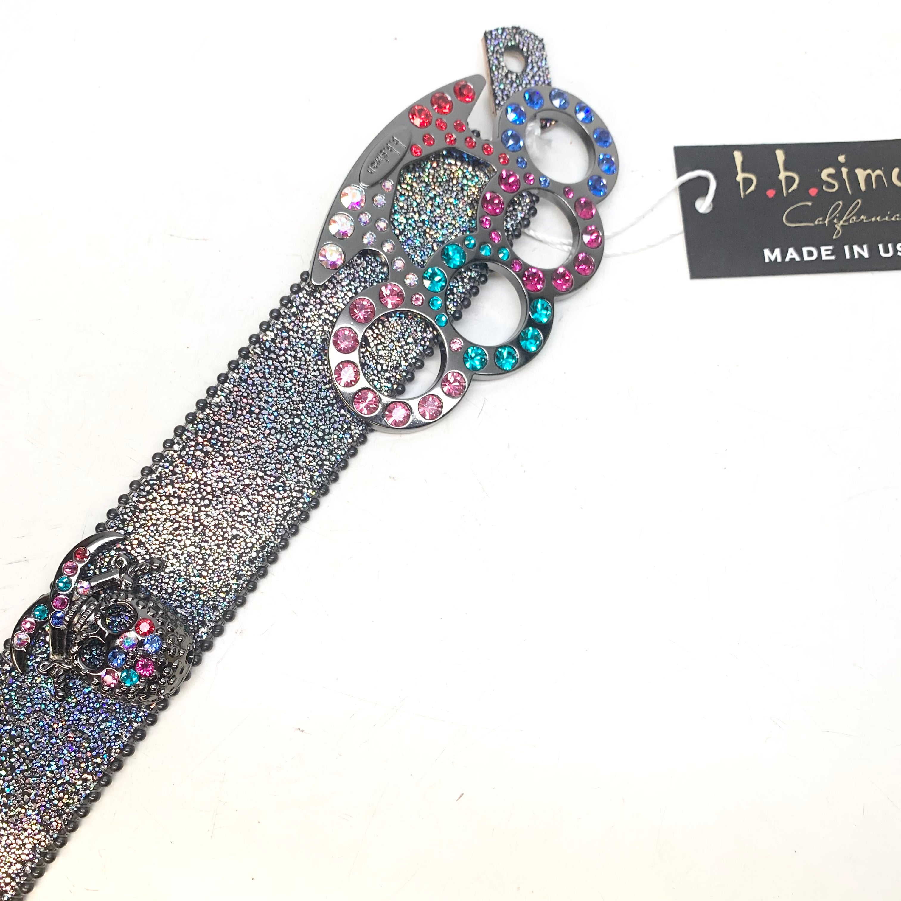 b.b. Simon Knuckle Pirate Multi Crystal Belt - Dudes Boutique