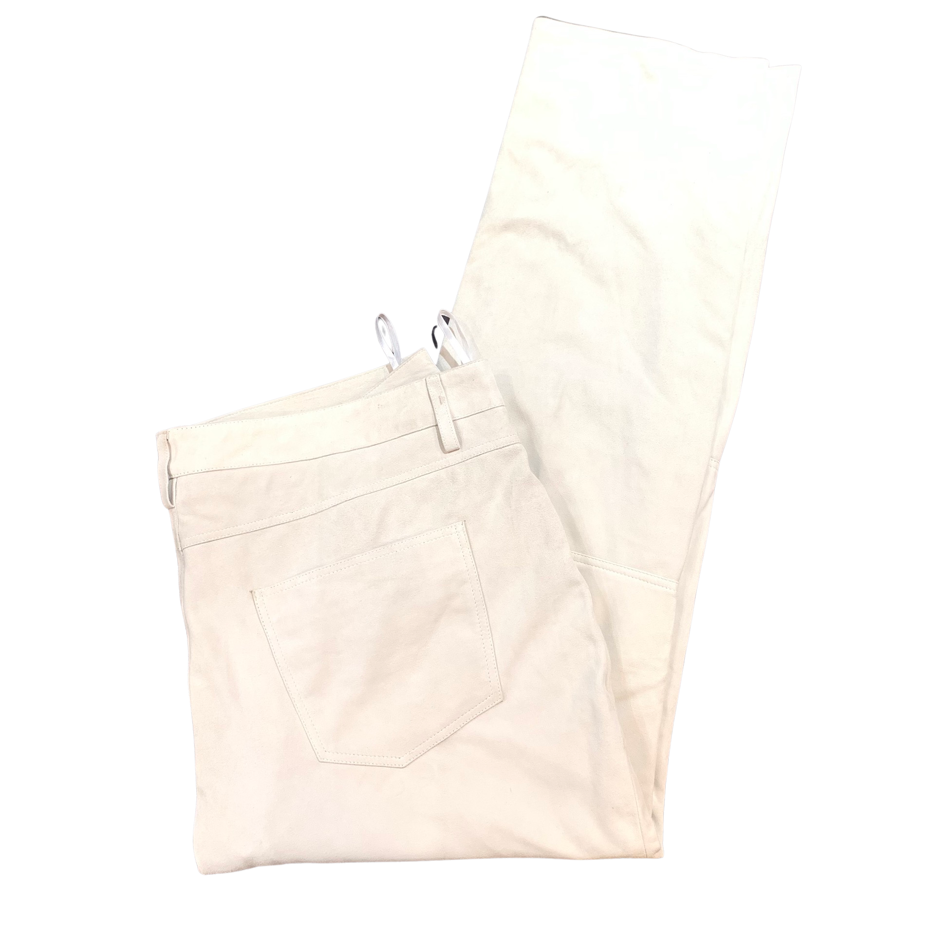 Kashani Men's White Suede Straight Cut Pants - Dudes Boutique