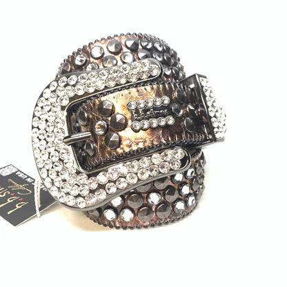 b.b. Simon Platinum Bronze Studded Crystal Belt - Dudes Boutique
