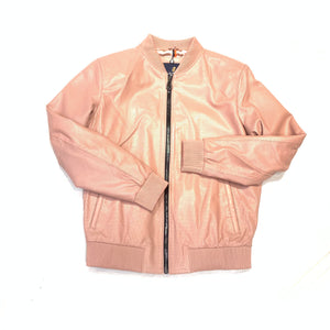 Kashani Salmon Perforated Lambskin Bomber Jacket - Dudes Boutique