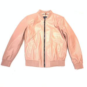 Kashani Salmon Perforated Lambskin Bomber Jacket - Dudes Boutique