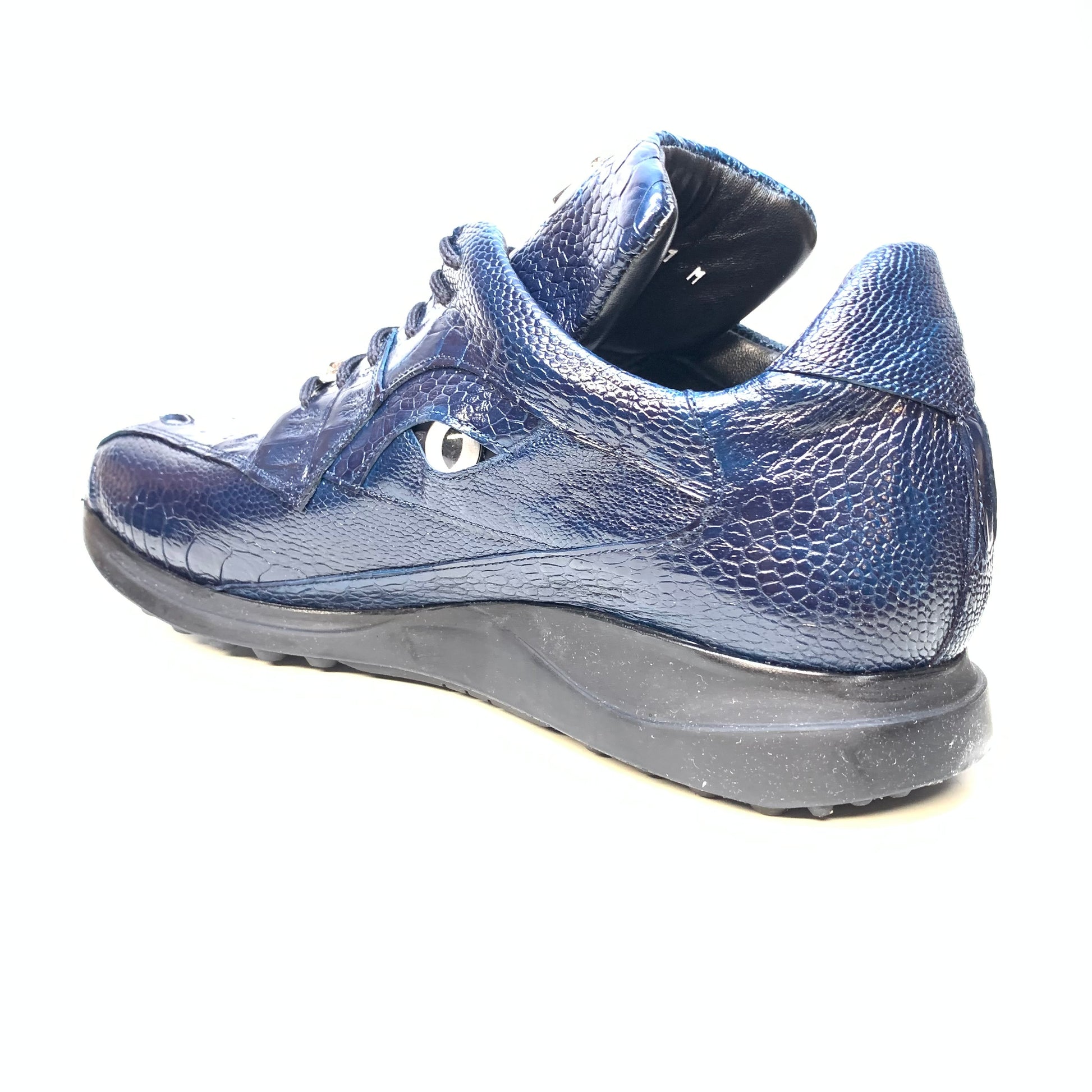 Mauri 8596 'Eye' Wonder Blue Hornback/Ostrich Leg Sneakers - Dudes Boutique