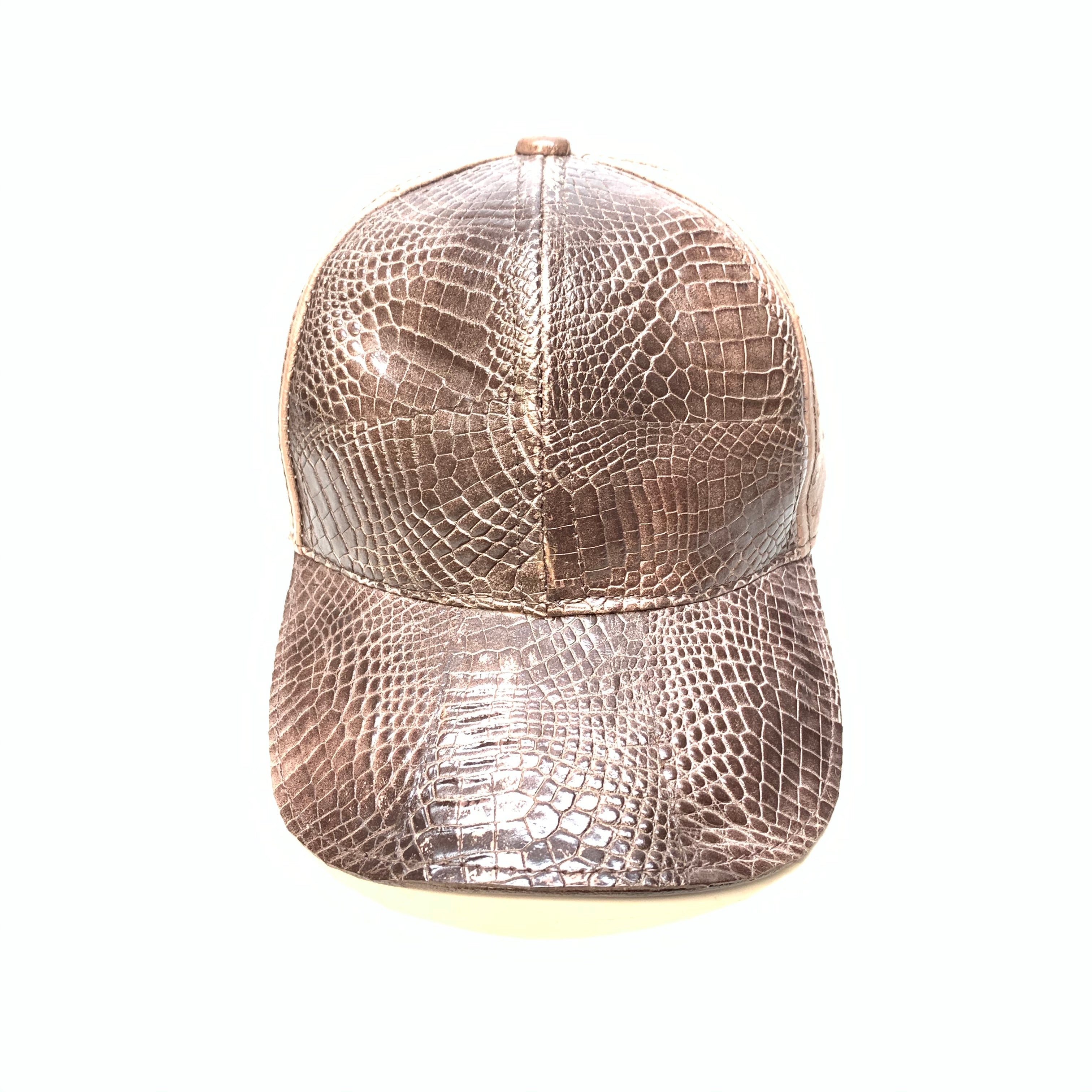 Kashani Chocolate Brown Alligator & Ostrich Quill StrapBack Hat - Dudes Boutique