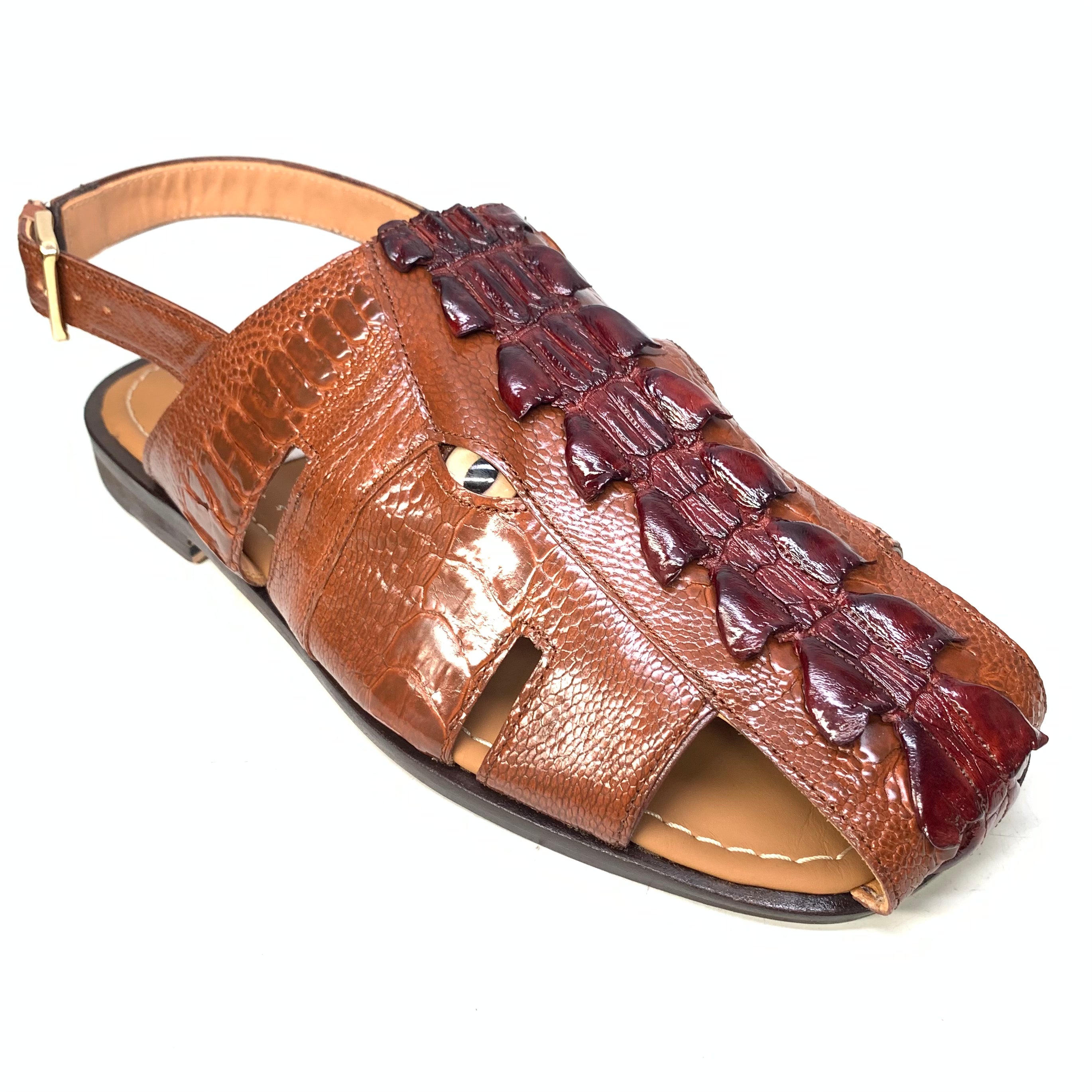 Mauri 5133 Mayhem Gold Exotic Hornback / Ostrich Leg Eyes Sandals - Dudes Boutique