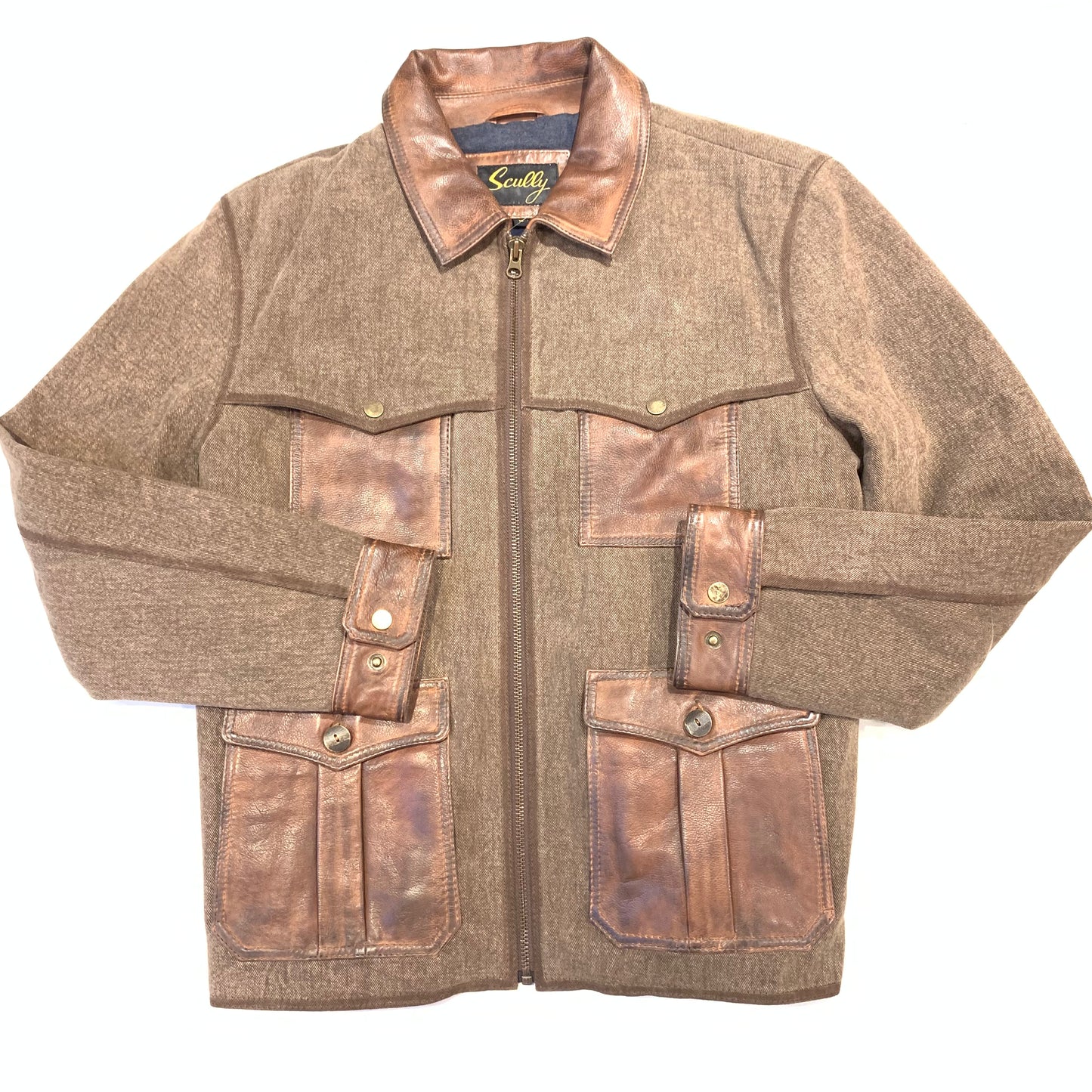 Scully Men's Antique Brown Leather Pocket Jacket - Dudes Boutique