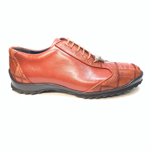 Los Altos Cognac Ostrich Leg Lace Up Sneakers - Dudes Boutique