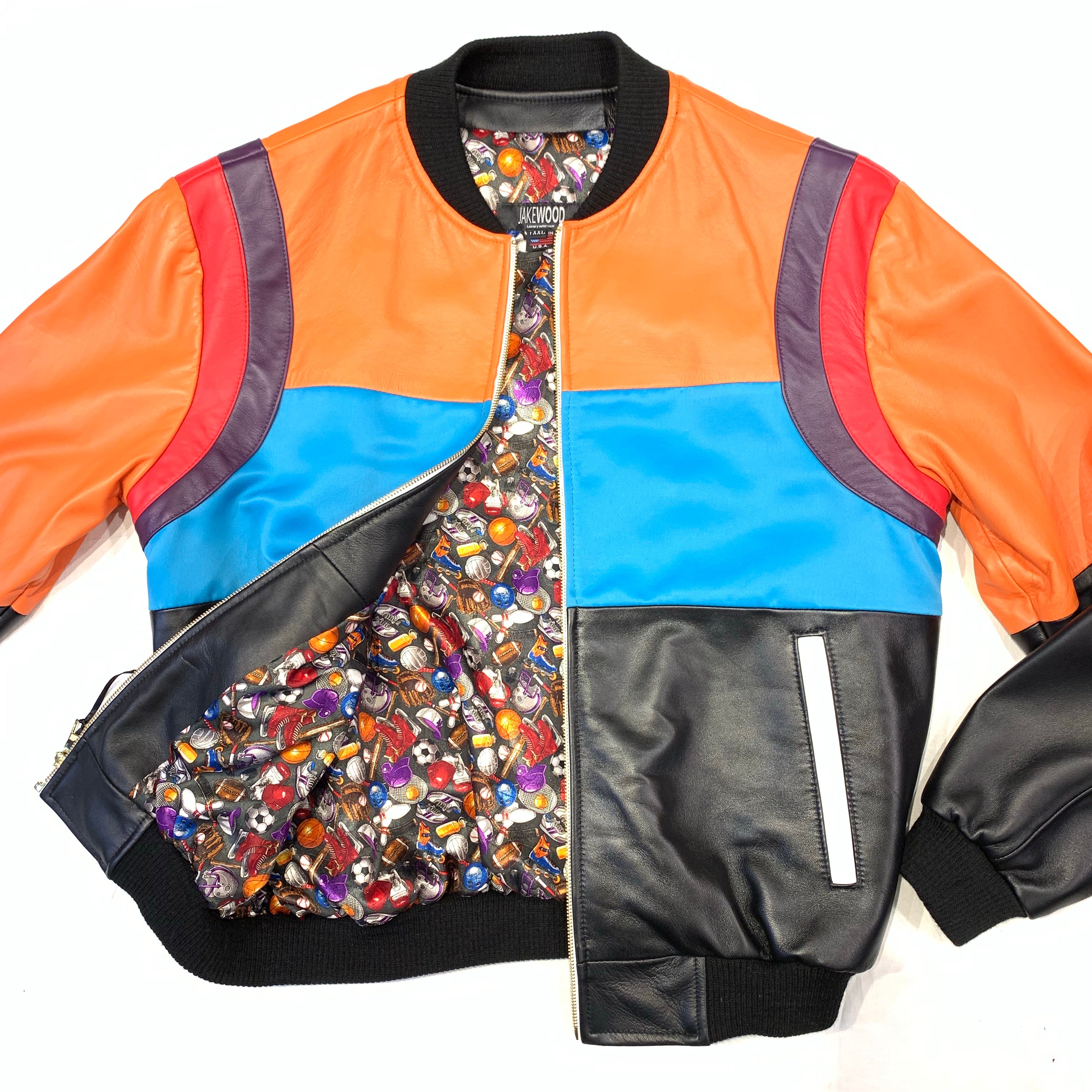 Kashani ColorBlock Lambskin MA-1 Bomber Jacket - Dudes Boutique