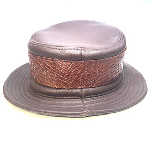 Kashani Chocolate Brown Crocodile x Lambskin Bucket Hat - Dudes Boutique