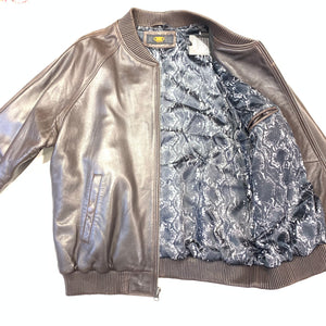 Kashani Chocolate Brown Naked Lambskin Bomber Jacket - Dudes Boutique