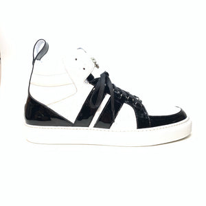 Mauri 8410 Black White Patent Alligator Sneakers - Dudes Boutique