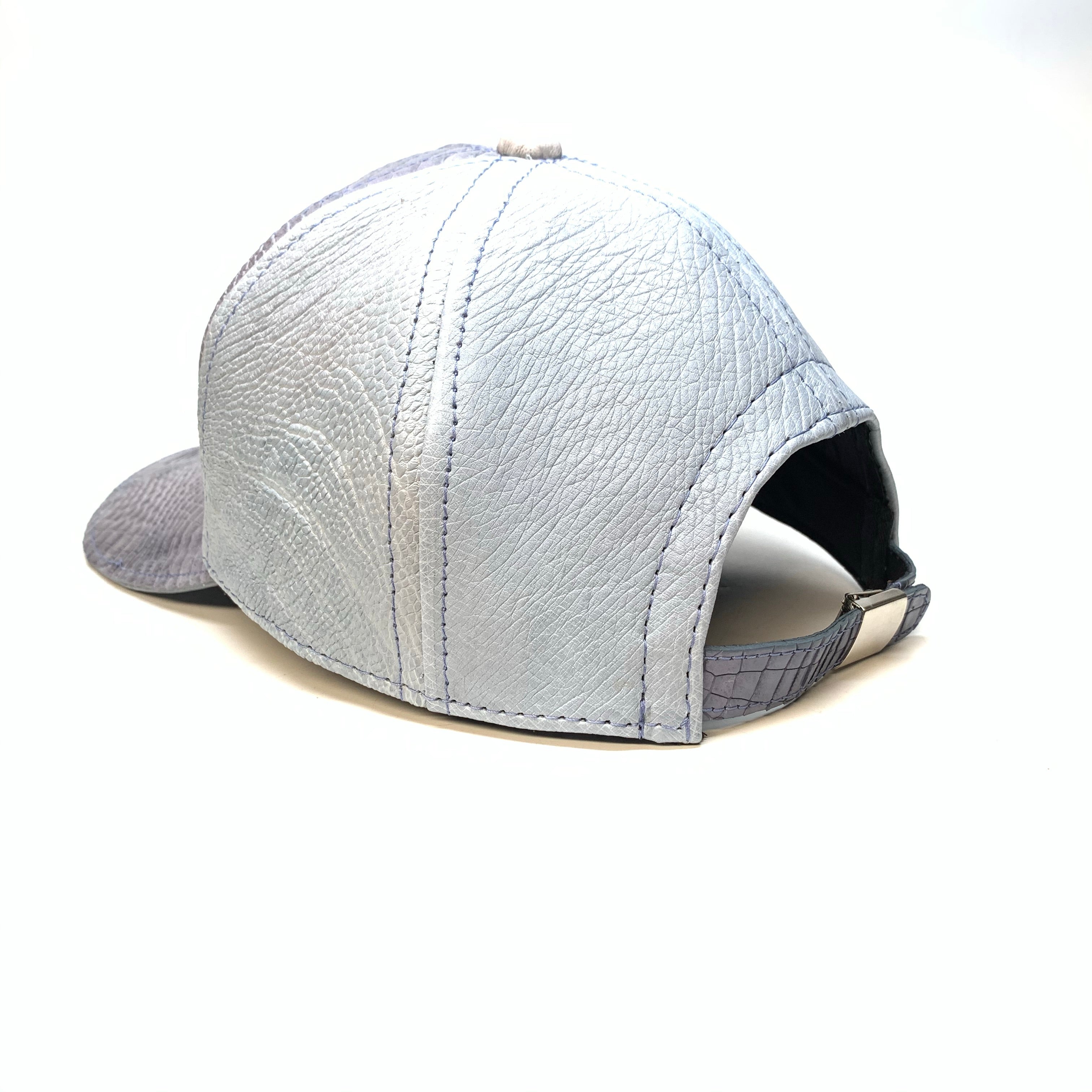 Kashani Washed Blue Alligator & Ostrich Quill StrapBack Hat - Dudes Boutique