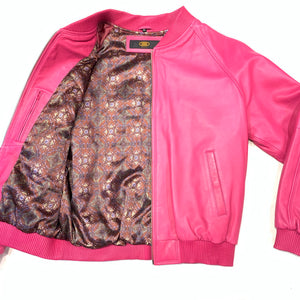 Kashani Pink Lambskin MA-1 Bomber Jacket - Dudes Boutique