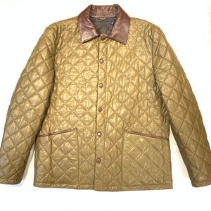 Barya NewYork British Quilted Olive Brown Lambskin Jacket - Dudes Boutique