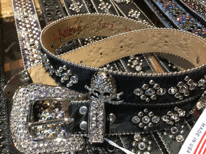 b.b. Simon "Black Pony Hair Pirate" Crystal Belt - Dudes Boutique