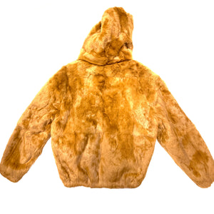 Kashani Men’s Whisky Rabbit Fur Hooded Bomber Jacket - Dudes Boutique