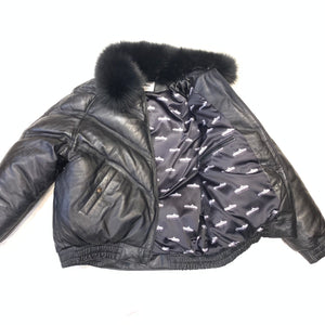 Daniels Leather Men's Black Quilted Lambskin Fox Collar Biker Jacket - Dudes Boutique