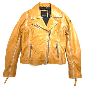 Mauritius Ladies Christy Star Detail Leather Jacket, Honey Comb - Dudes Boutique