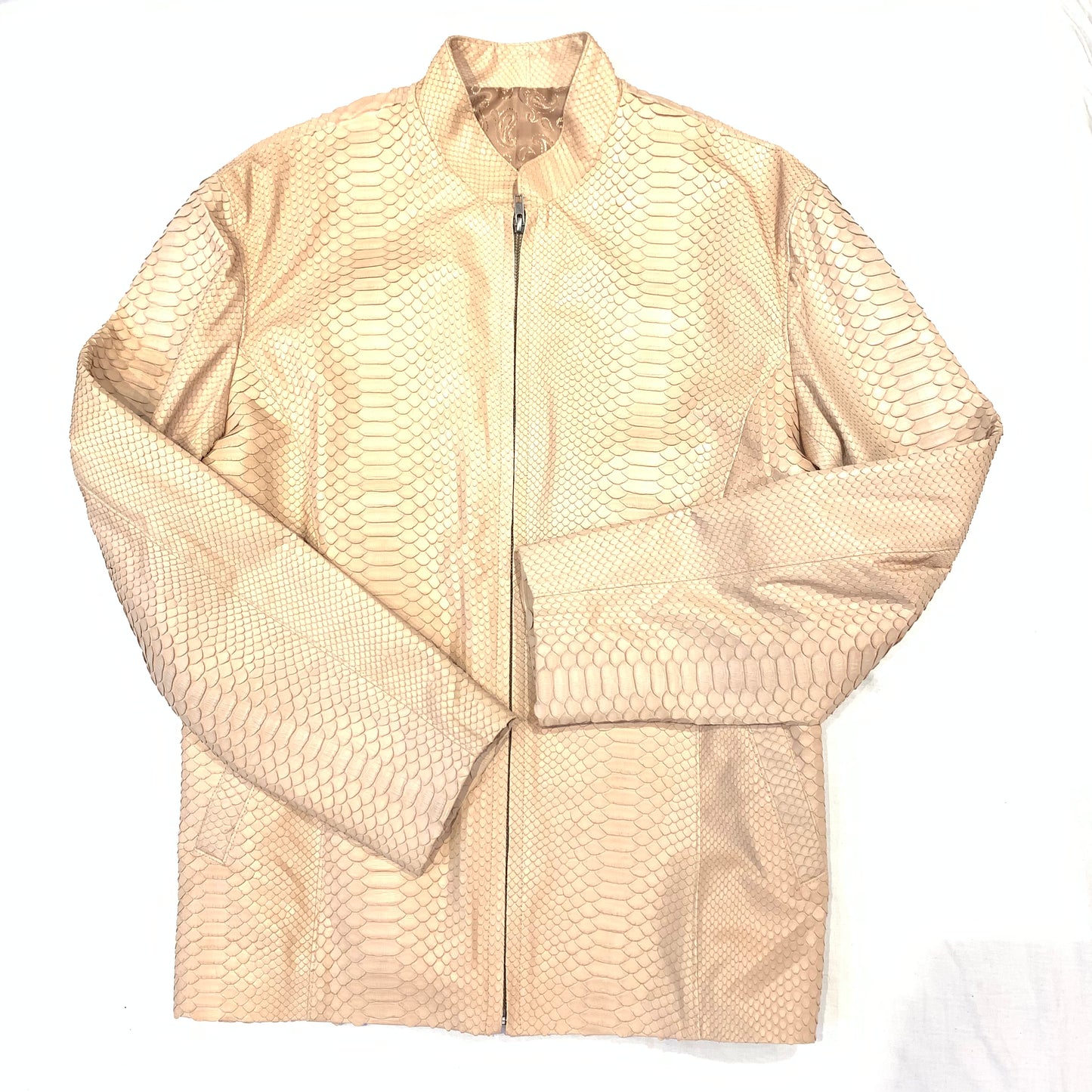 Safari Men's Beige All-Over Python Snakeskin Jacket - Dudes Boutique