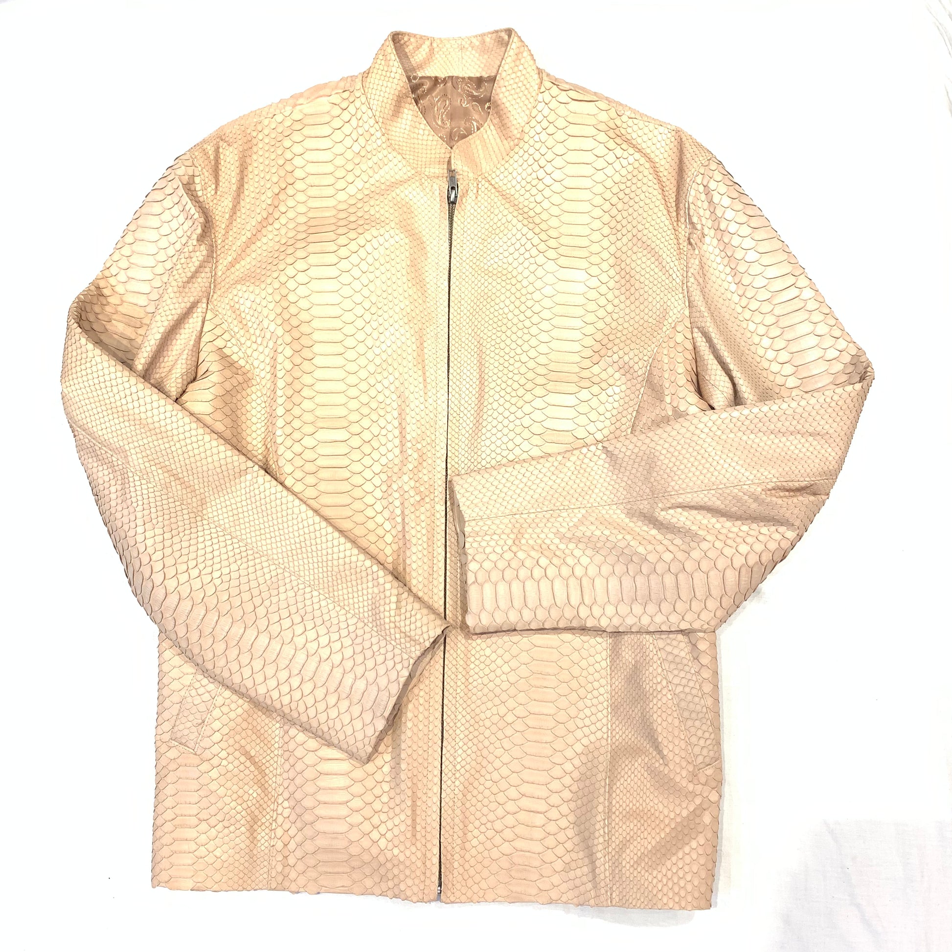 Safari Men's Beige All-Over Python Snakeskin Jacket - Dudes Boutique