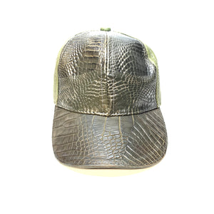 Kashani Olive Green Alligator & Ostrich Quill StrapBack Hat - Dudes Boutique