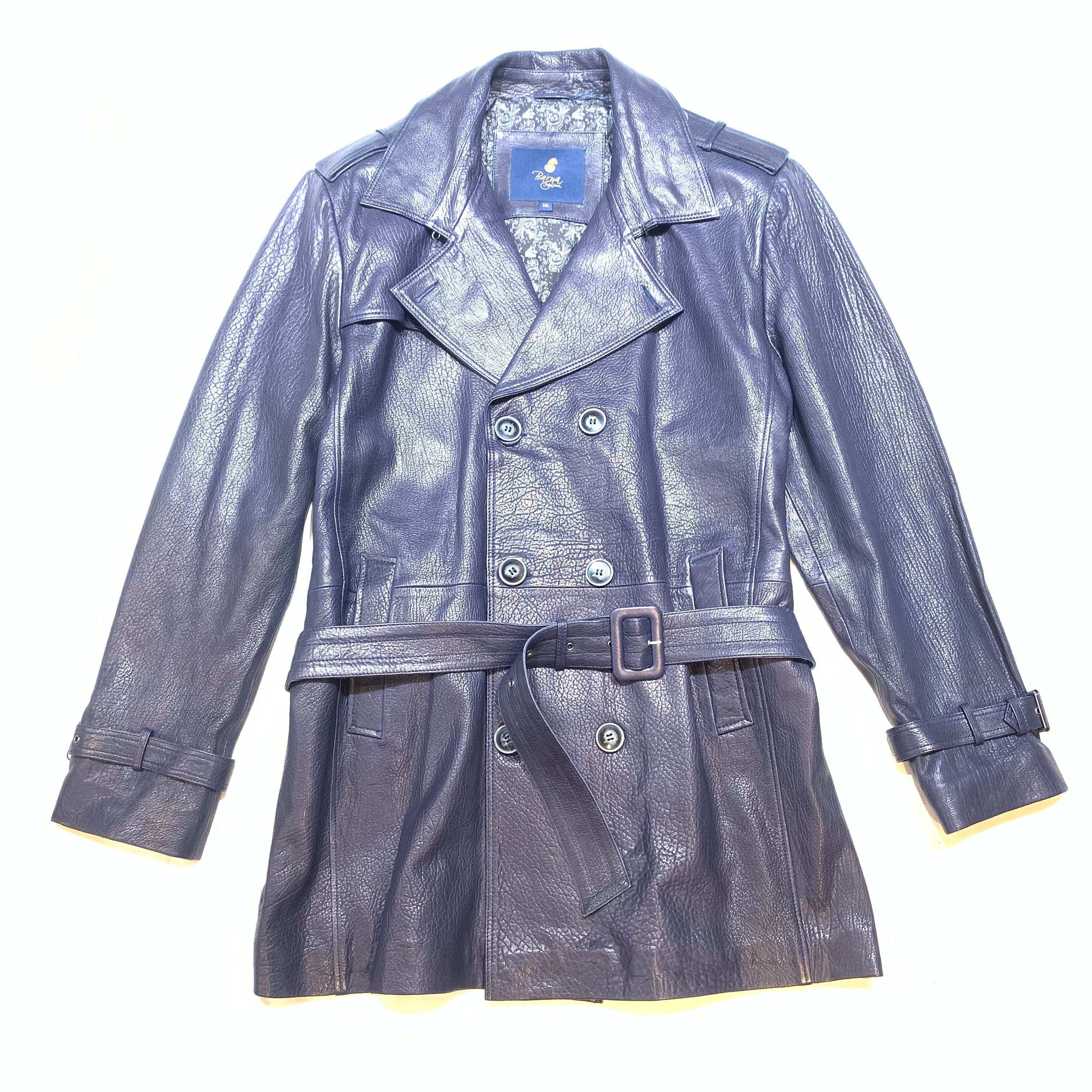 Barya NewYork Navy Lambskin Trench Jacket - Dudes Boutique