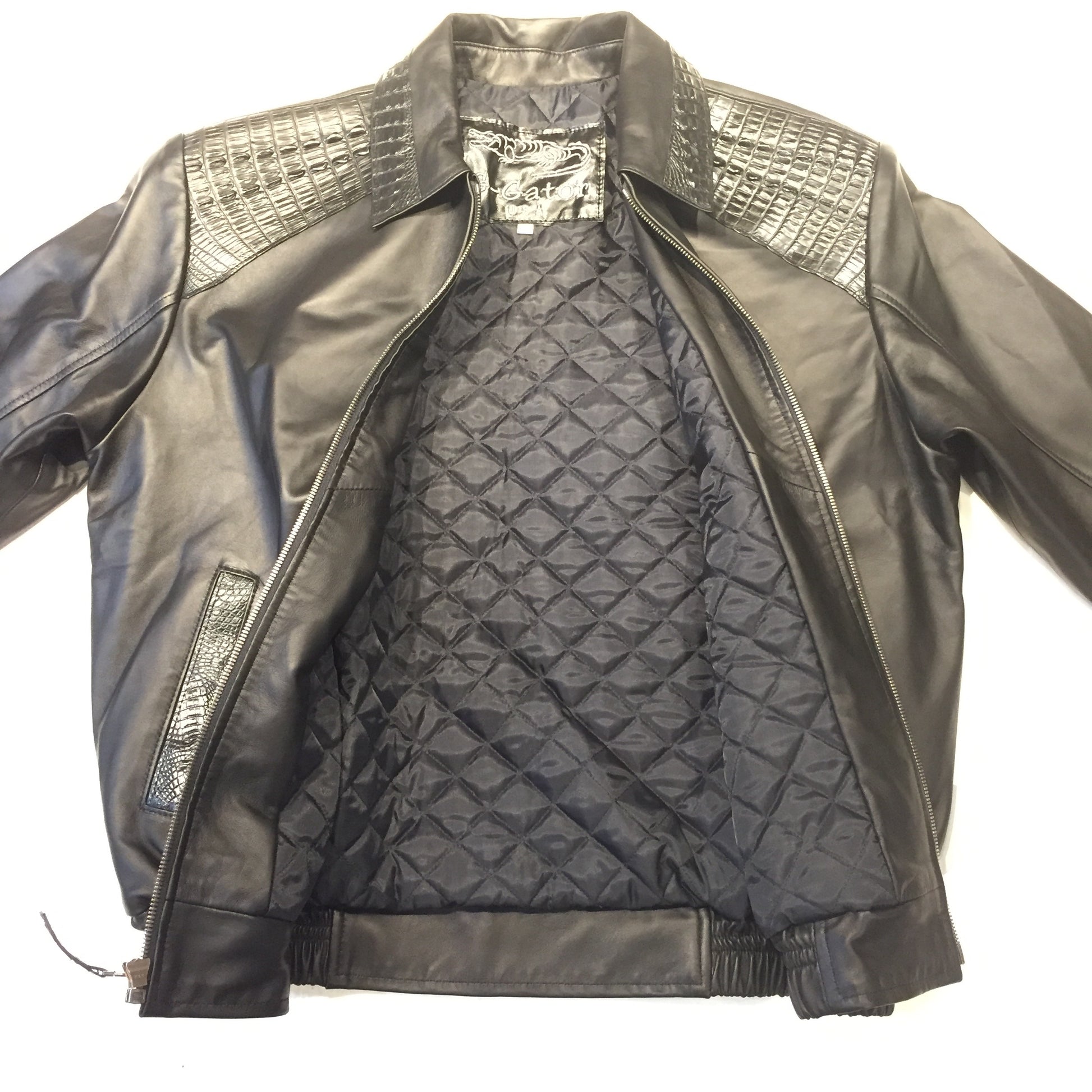 Kashani Jet Black Alligator Full Lambskin Bomber Jacket - Dudes Boutique