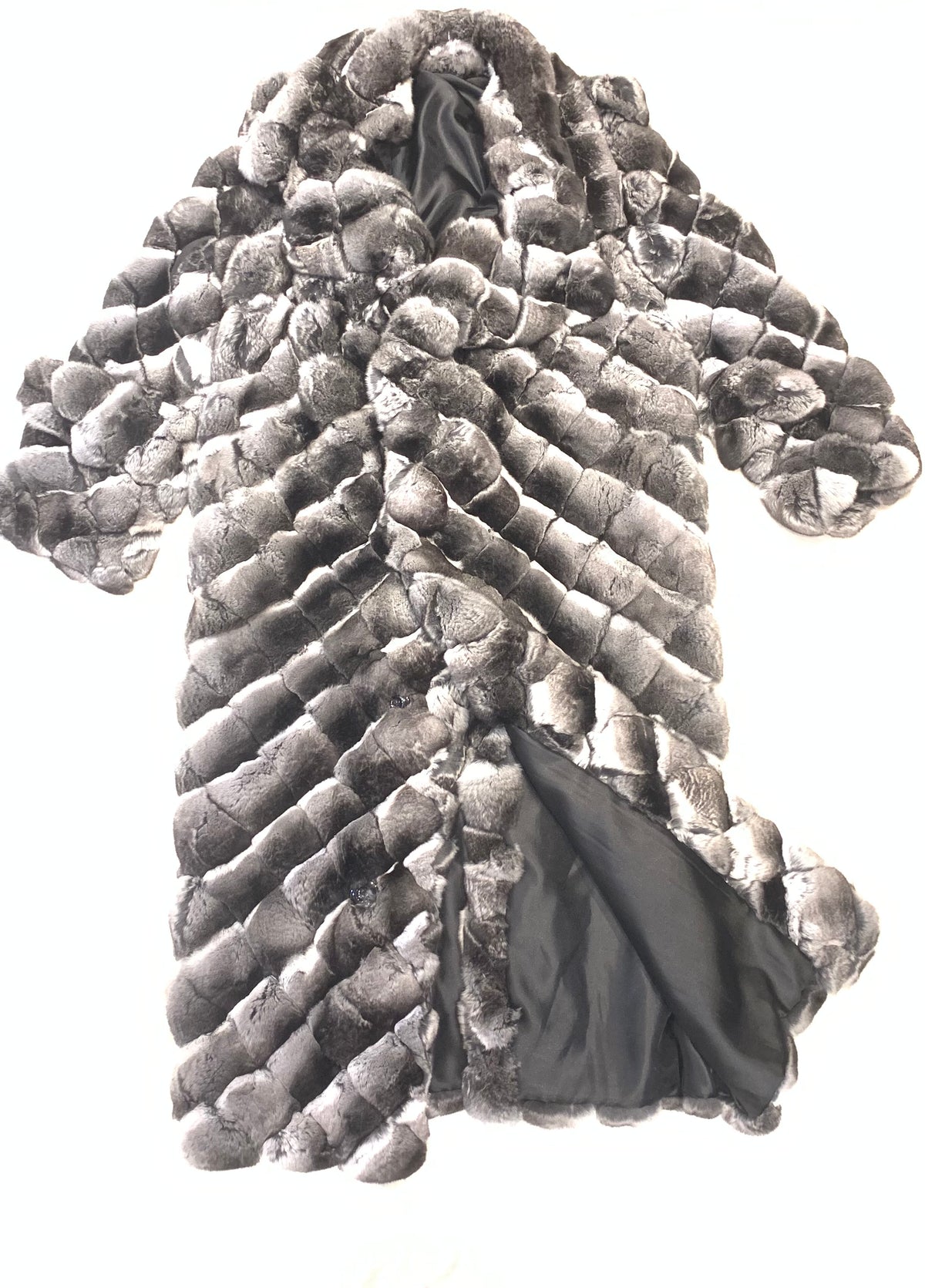 Kashani Men's 3/4 Diamond Cut Chinchilla Trench Fur Coat - Dudes Boutique
