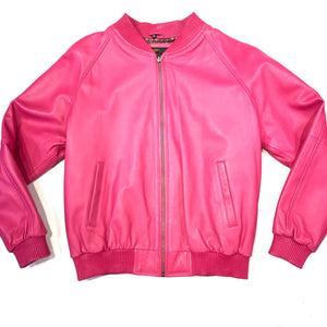 Kashani Pink Lambskin MA-1 Bomber Jacket - Dudes Boutique