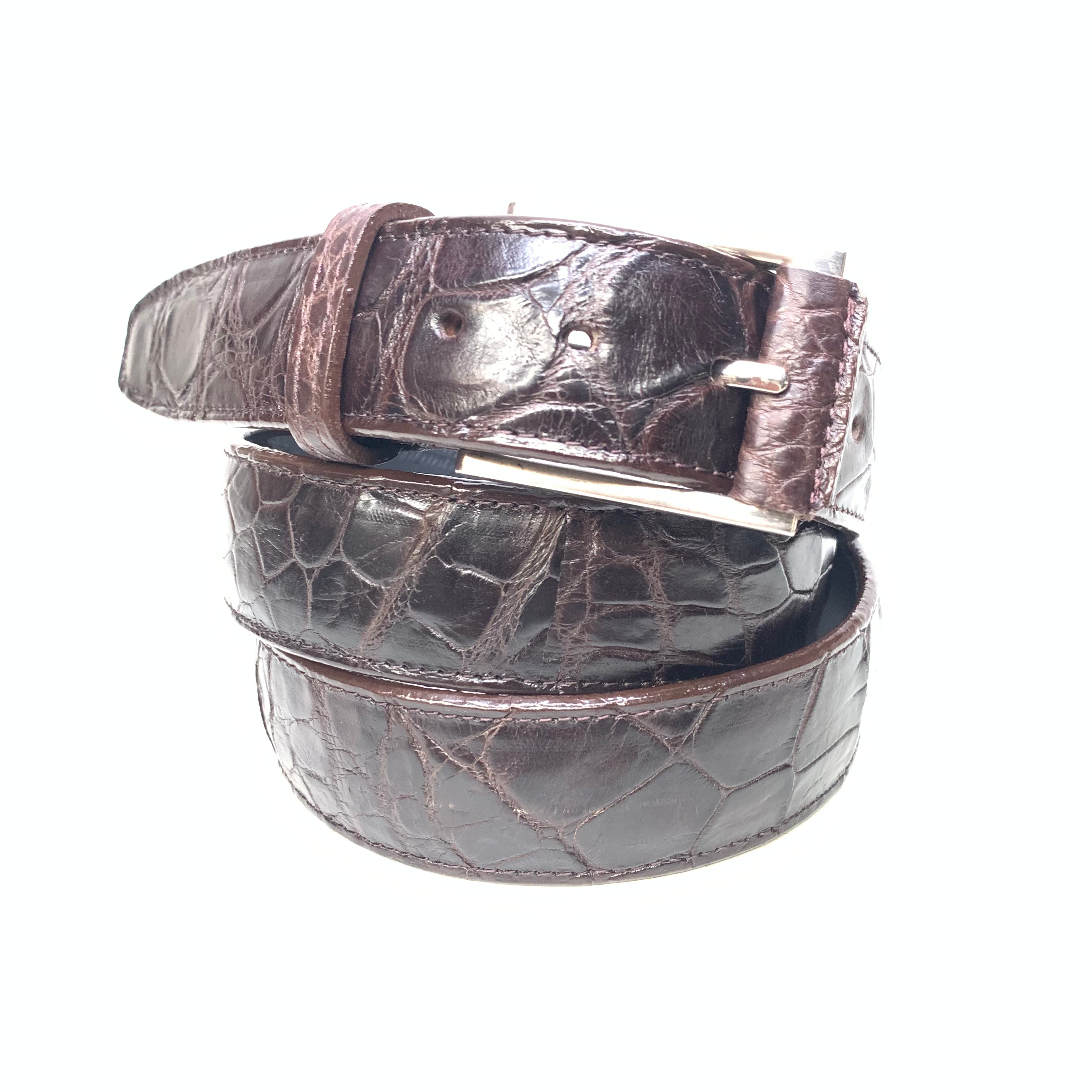 Kashani Brown Alligator Belly Belt - Dudes Boutique