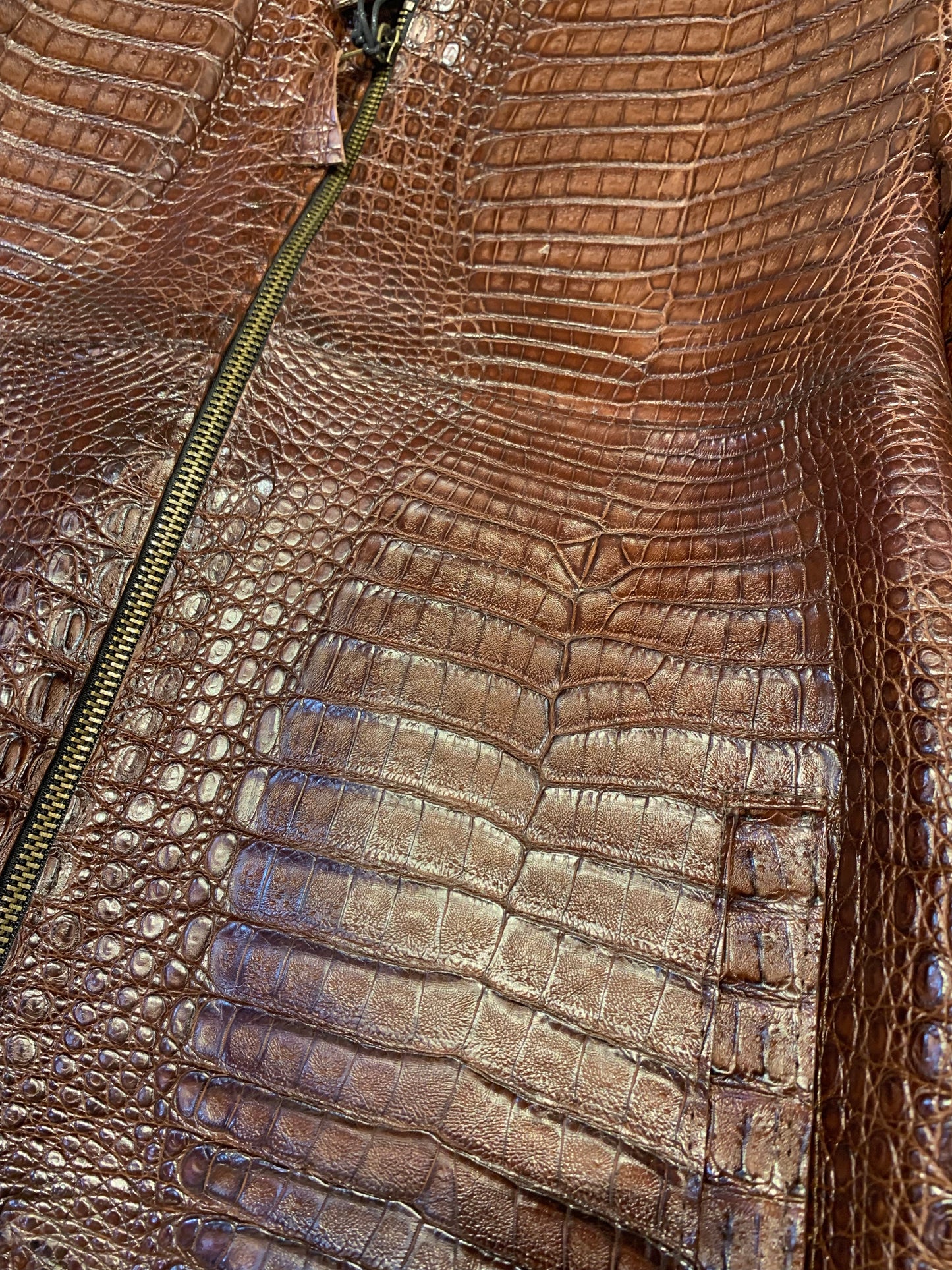 Kashani Men's Choclate All-Over Alligator Skin Bomber Jacket - Dudes Boutique