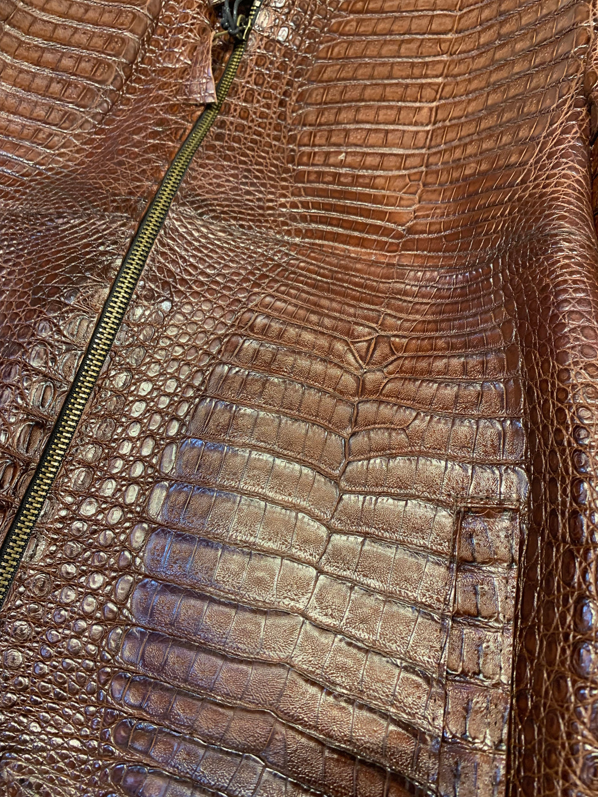 Kashani Men's Choclate All-Over Alligator Skin Bomber Jacket - Dudes Boutique