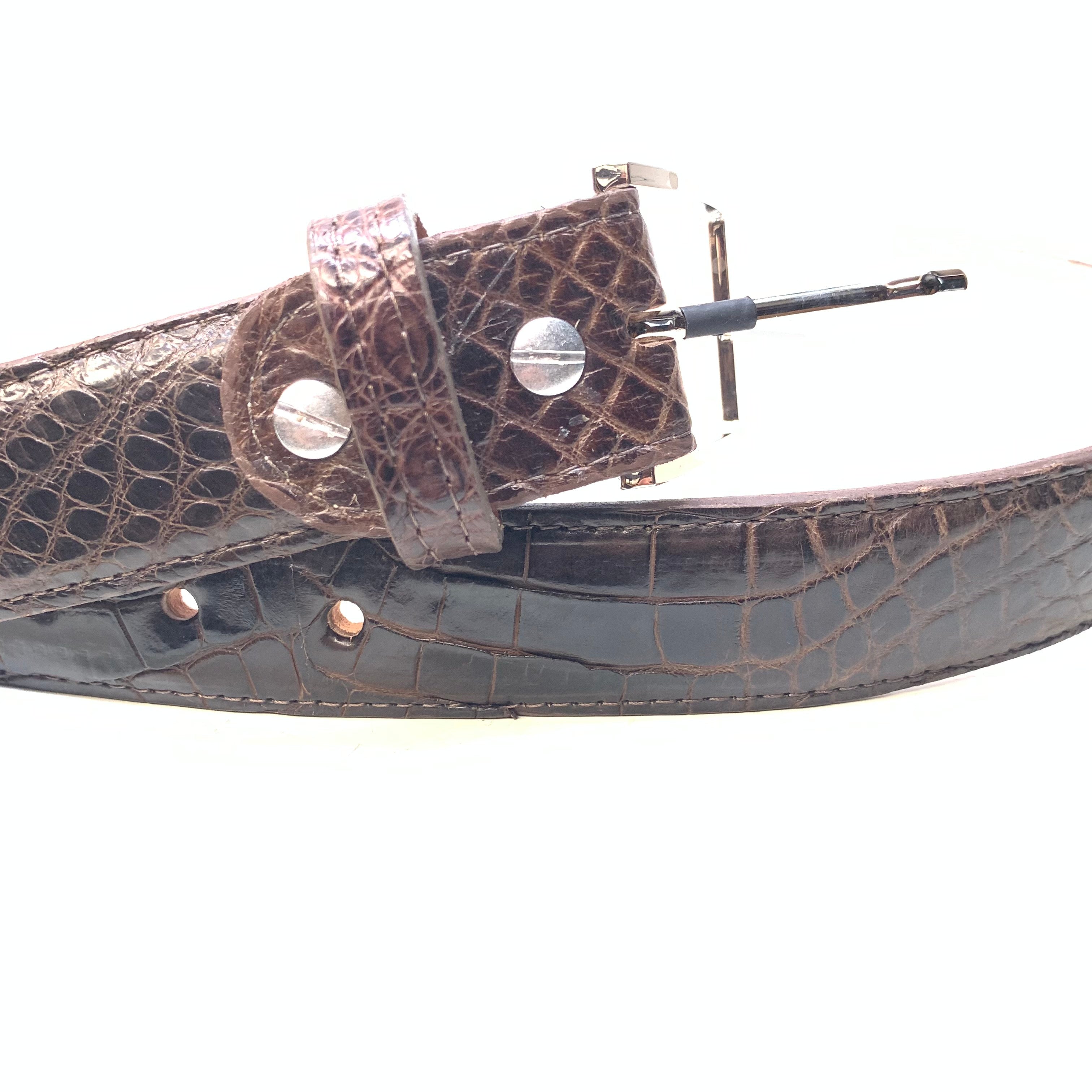 Kashani Brown Alligator Body Belt - Dudes Boutique