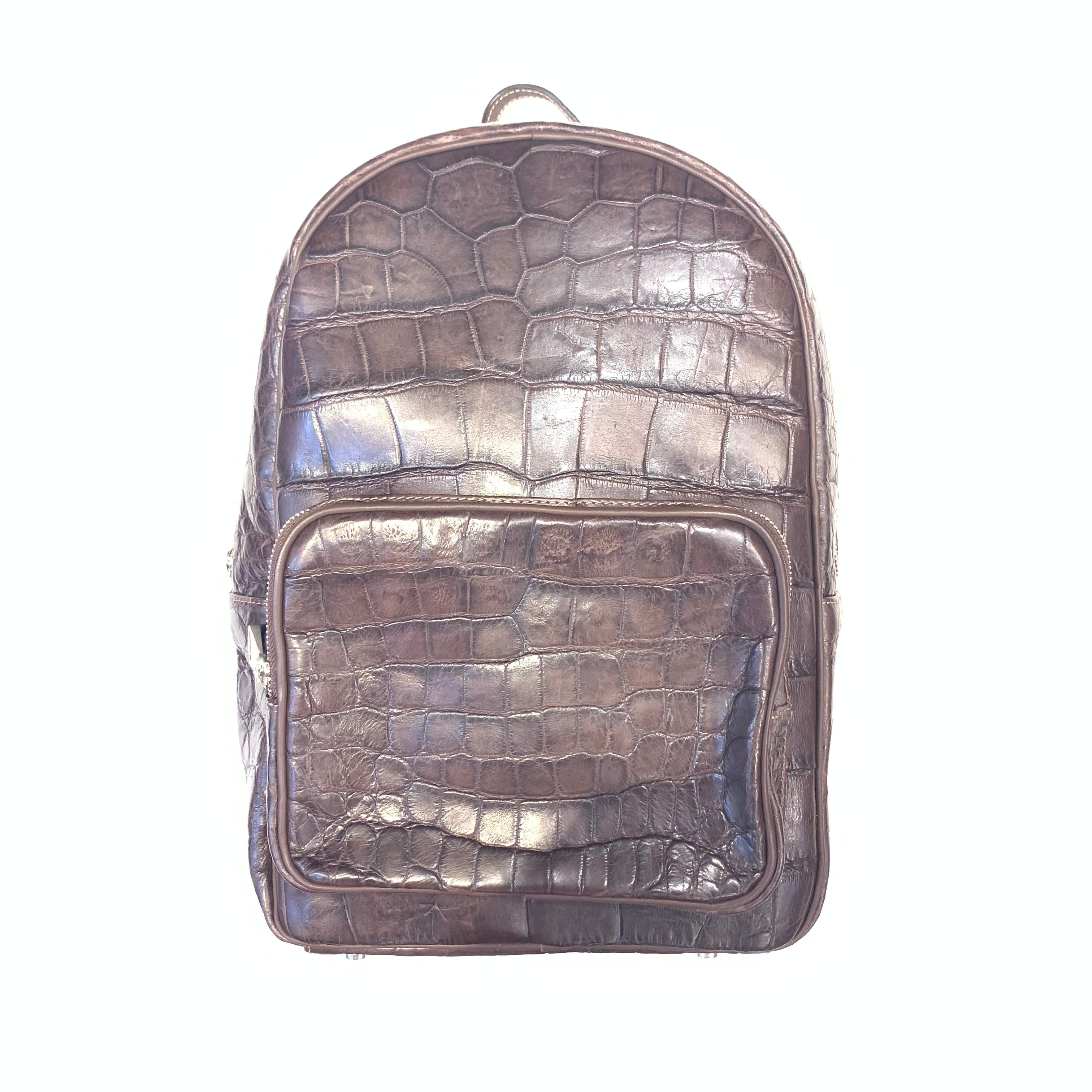 Kashani Chocolate Brown All-Over Alligator Backpack - Dudes Boutique