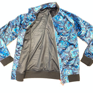 Inserch Blue Paisley Velour Zip Up Jacket - Dudes Boutique