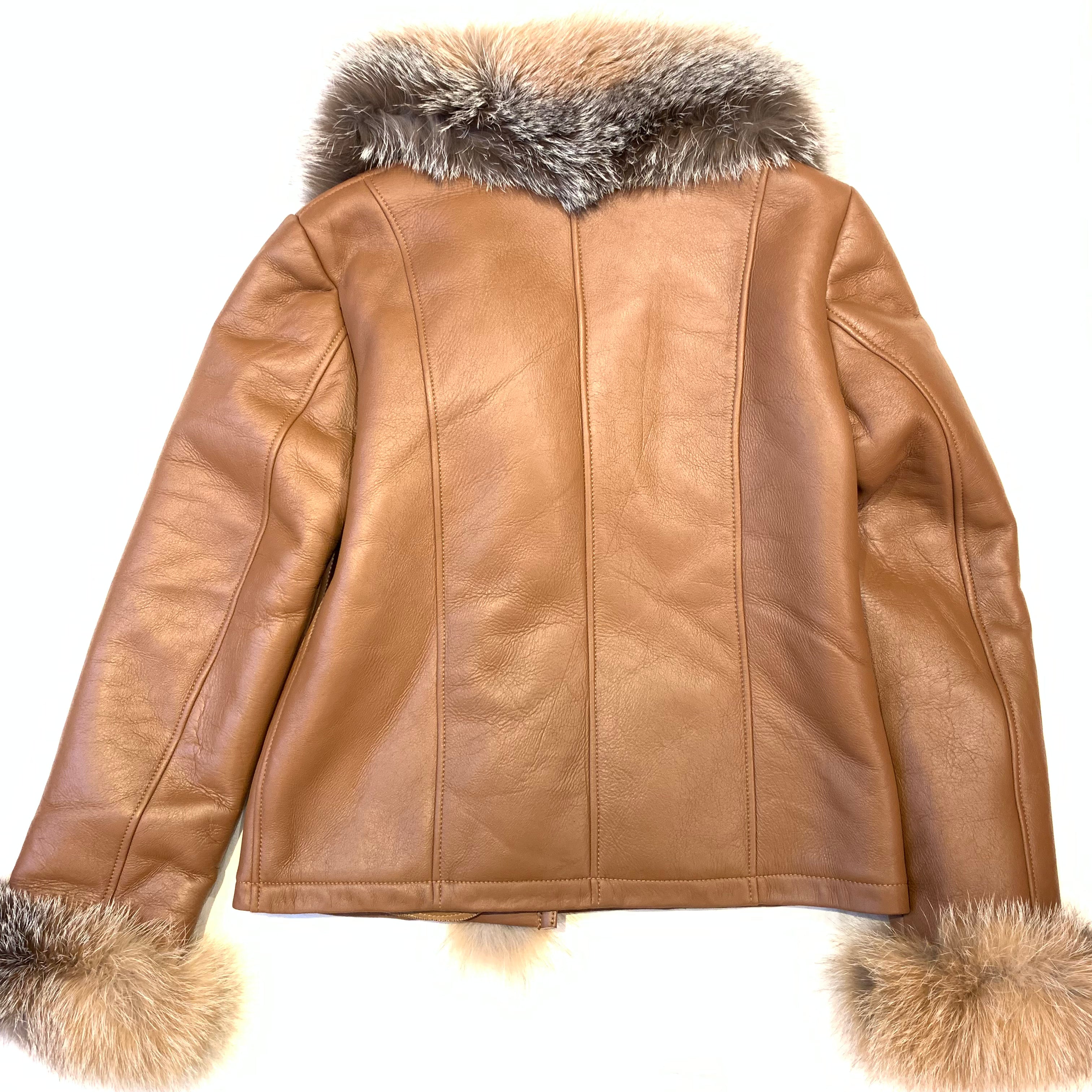 Kashani Ladies Whisky Lambskin Fox Fur Coat - Dudes Boutique