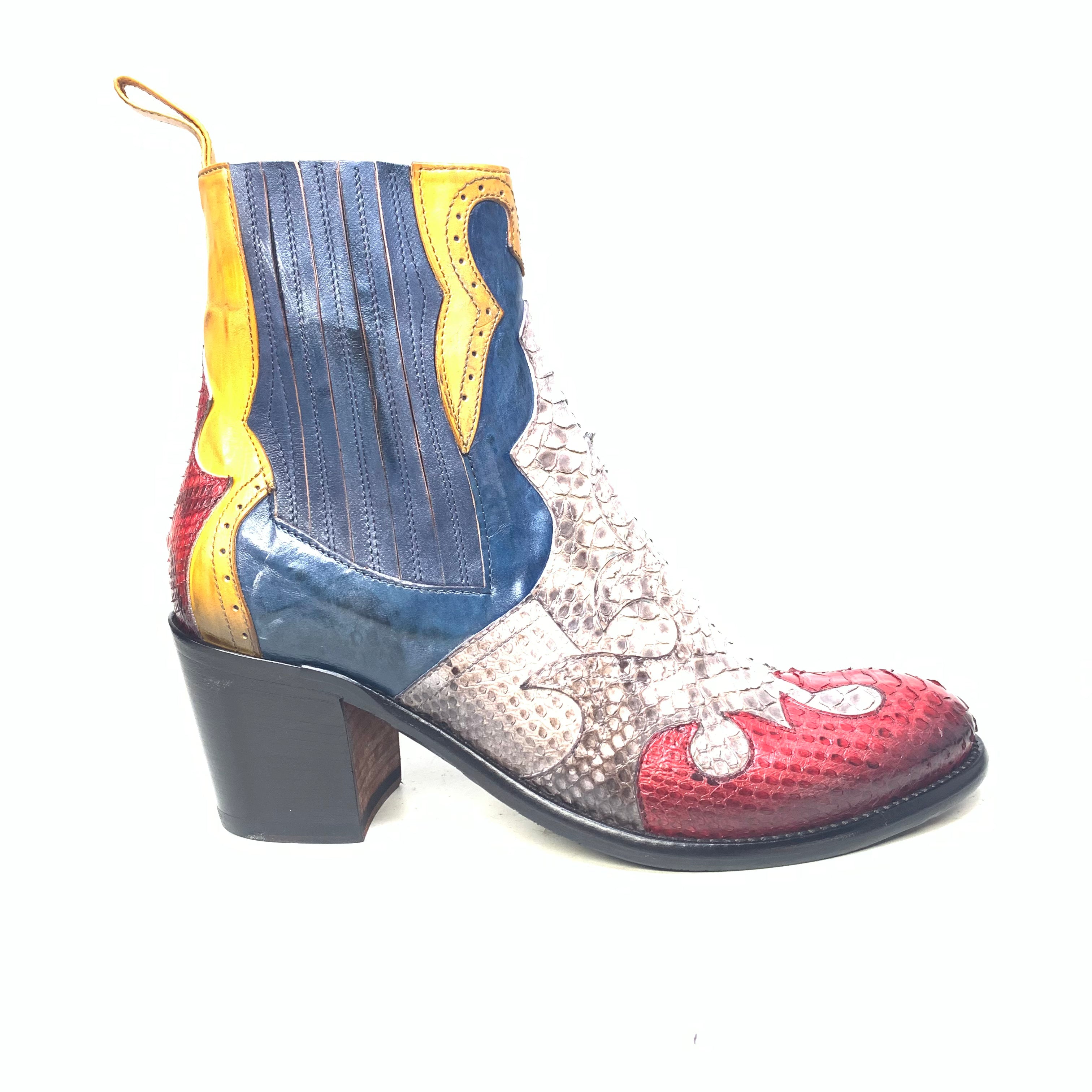 Jo Ghost Ladies Python Multi-color Ankle Boots - Dudes Boutique