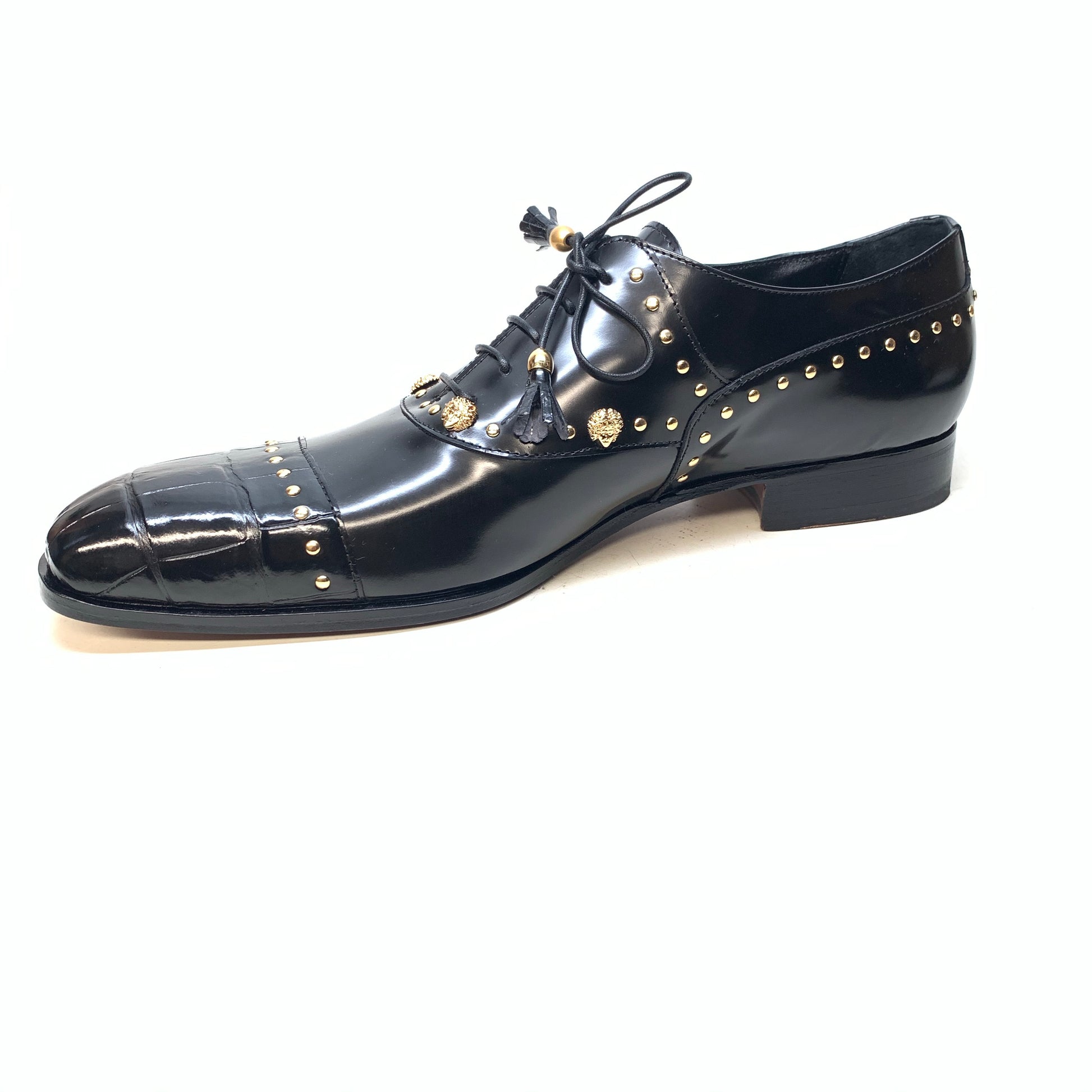 Mauri Men's 4901 "Vegas" Black Alligator Calf Skin Dress Shoes - Dudes Boutique