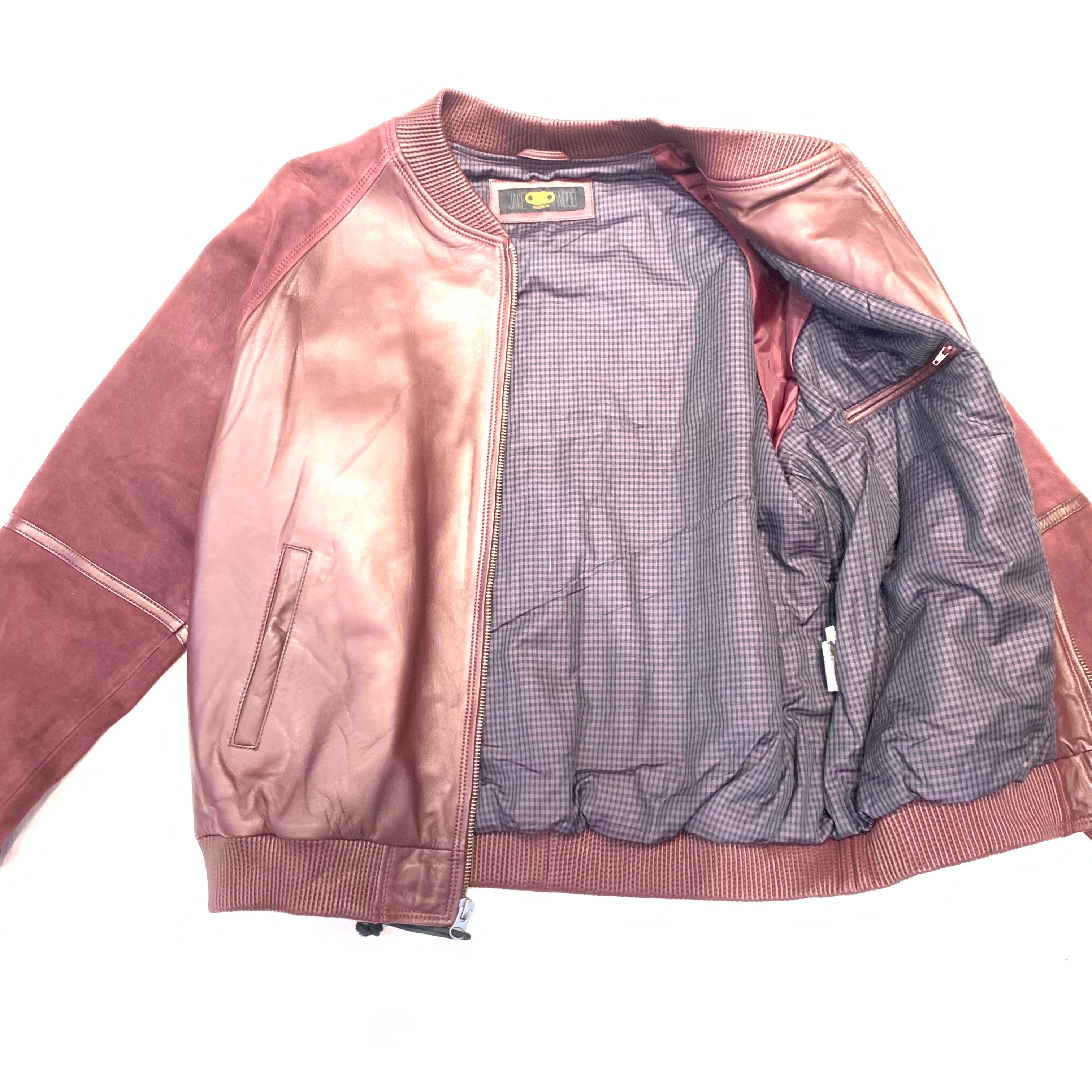 Kashnai Wine Suede Lamb Classic Bomber Jacket - Dudes Boutique