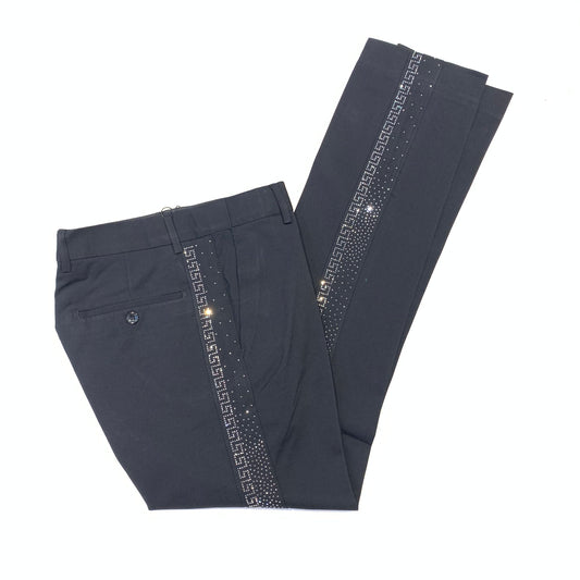 Barocco Men's Black Greek Key Crystal Dress Pants - Dudes Boutique