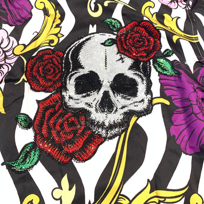 Barocco Men's Skull Rose Crystal Button Up Shirt - Dudes Boutique