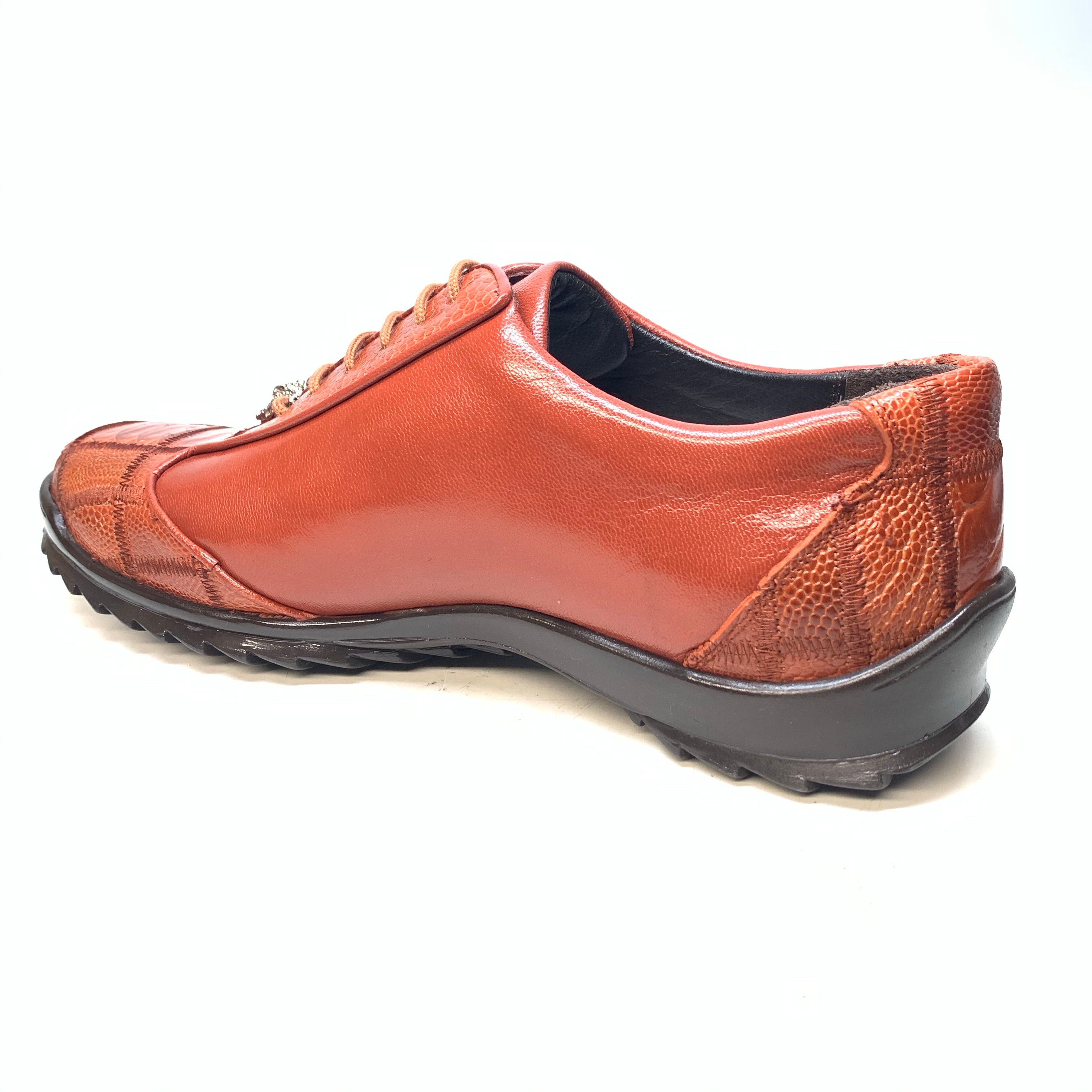 Los Altos Cognac Ostrich Leg Lace Up Sneakers - Dudes Boutique